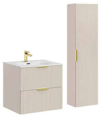 Produktbild von NOXERA Badezimmer-Set 80 cm – Kongo-Braun – Einbauwaschbecken + hängender Schrank