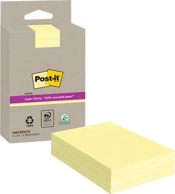 Produktbild von Post-It 4645-RSSCY4, Rechteck, Gelb, 100%, 102 mm, 152 mm, 45 Blätter
