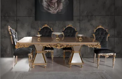 Produktbild von Französische Essgarnitur Sofa 4x Stühle Esszimmer Garnitur Möbel 5tlg. Set
