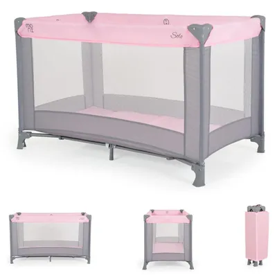 Produktbild von Moni Reisebett, Laufstall Solo Faltmatratze, Aufbewahrungstasche, faltbar pink