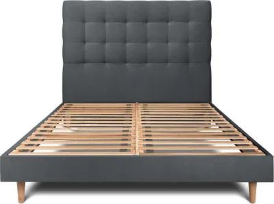 Productafbeelding van Bed met gestoffeerd hoofdeinde – fluweelstof - 135 x 190 cm