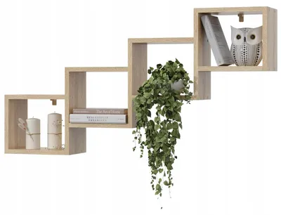 Produktbild von EstiloHome Dachschrägenregal CUBO 110 cm, Sonoma-Eiche – Wandregal für die Dachschräge