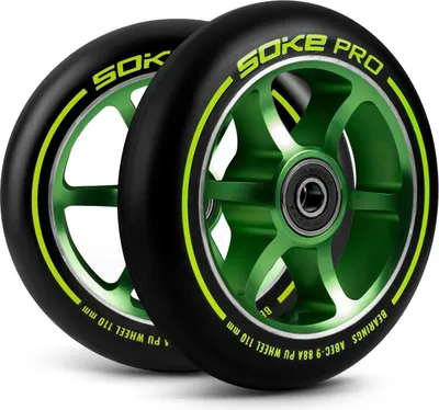 Produktbild von Grüne Räder für Roller 110 mm, 2er-Pack
