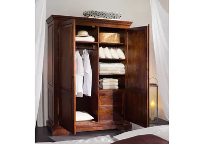 Produktbild von MASSIVMOEBEL24 Kleiderschrank Akazie 140x65x200 nougat lackiert OXFORD #437