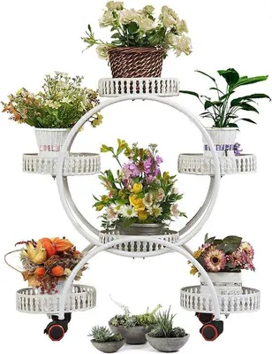 Image de Étagère métallique pour plantes, 4 à 6 niveaux, pour l'intérieur et l'extérieur, avec gouttières