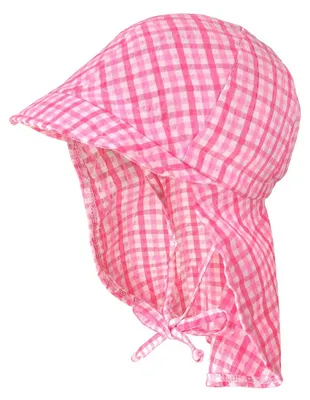Productafbeelding van Maximo babyhoed, petmodel, met nekbescherming, ruitpatroon, met strikbandjes, meerkleurig