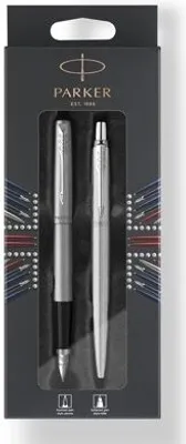 Produktbild von PARKER Schreibset Jotter Füllfederhalter M & Kugelschreiber M silber Geschenkverpackung