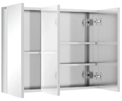 Image de Armoire miroir - Armoire de salle de bain - 3 portes miroir - 5 étagères - Acier inoxydable et verre - 70 x 12 x 55 cm - Argent