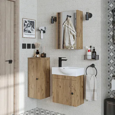 Produktbild von Roomart PUNTO Badmöbel-Set 4-teilig 46.5 cm breit, Eiche