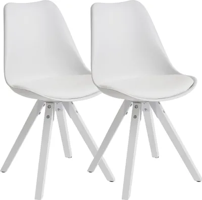 Immagine prodotto di Set di 2 sedie da pranzo retrò, bianco Scandinavo | Wohnling