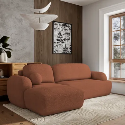 Produktbild von Masseno Ecksofa MODENZA N L-S mit Schlaffunktion L-Form, Sofa mit Bettkasten, Wohnzimmersofa, Couch, Soffa, Bettsofa, Couchgarnitur- Orange, NOW OR NEVER 54