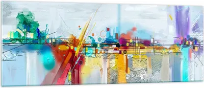 Produktbild von Bilder auf glas - Abstraktion modern - 140x50cm - Glasbilder - Wandbilder - Kunstdruck - zum Aufhängen bereit - Wanddekoration aus Glas - Glas Bilder - Wandbild auf Glas - Einteilig - GAB140x50-4028