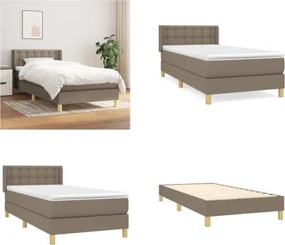 Produktbild von vidaXL Boxspringbett mit Matratze Taupe 100x200 cm Stoff - Boxspringbett - Boxspringbetten - Bett - Schlafzimmermöbel