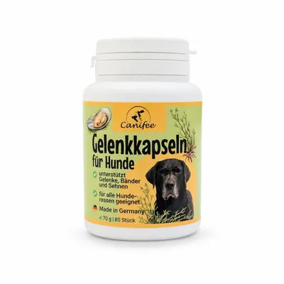 Produktbild von Canifee Gelenkkapseln für Hunde 80 Stk./70g - Multi-Komplex Ergänzungsfuttermittel zur Unterstützung der Gesundheit von Gelenken, Bändern und Sehnen
