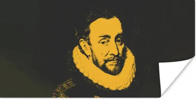 Produktbild von MuchoWow® Poster Wilhelm von Oranien - Adriaen Thomasz - Schwarz - Gelb 40x20 cm - Poster für die Wand - Poster Schlafzimmer