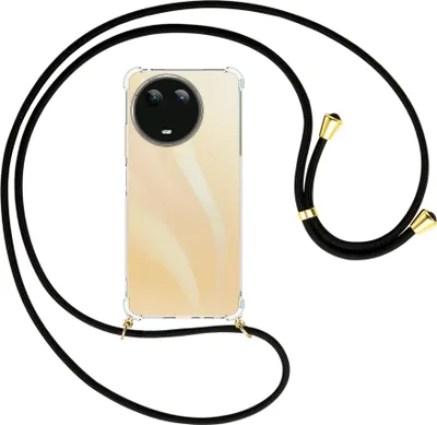 Produktbild von Handykette Backcover-Schutzhülle mit Band (Metall goldfarben) für Realme C67 4G - schwarz