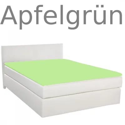 Zdjęcie produktu dla Prześcieradło z gumką Jersey Topper w kolorze zielonym z motywem jabłek, rozmiar 180x200 – 200x200 cm, 100% bawełna