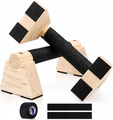 Produktbild von Handgriffe für Liegestütze – Paralletten – Krafttraining – Ergonomischer Handgelenkschutz – 25 und 30 cm – Holzoptik