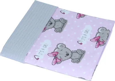Produktbild von Babydecke Waffelpiqué Baumwolle Kuscheldecke Kinderwagendecke - 18. Girl Rosa + Grau