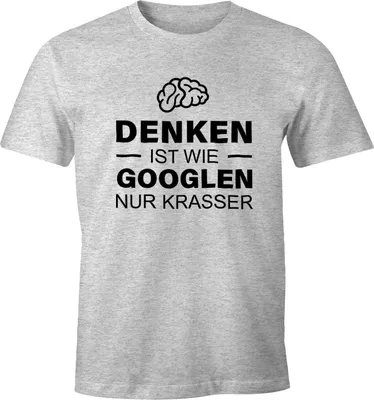 Produktbild von Denken ist wie googeln nur krasser Herren T-Shirt Fun-Shirt Moonworks® grau-meliert 4XL