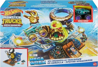 Produktbild von Mattel HPN71 - Hot Wheels - Monster Trucks - Arena Smashers - Mega Wrex vs. Gorzilla, Spielset mit einem Fahrzeug