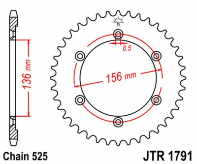 Obrázek produktu pro JT Kettenrad 43T 525 JTR1791.43