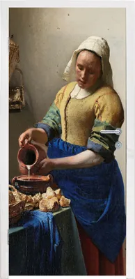 Produktbild von MuchoWow® Türtapete Selbstklebende Türfolie Das Milchmädchen - Gemälde von Johannes Vermeer 95x235 cm Türposter Türaufkleber Klebefolie Türklebefolie - XXL-Poster - Türtapeten - Türplakaten