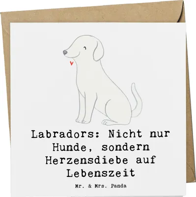 Produktbild von Mr. & Mrs. Panda Klappkarte Labrador Herzensdiebe - Weiß - Geschenk, faltkarte, Hunderasse, Glückwunschkarte, Grußkarte, doppelkarte, liebevoller Hund, Hunde, verspielter