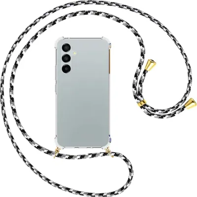 Produktbild von Handykette Backcover-Schutzhülle mit Band (Metall goldfarben) für Samsung Galaxy A54 5G (6.4'') - schwarz/grau/weiß