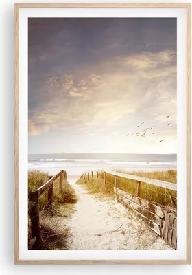 Produktbild von Gerahmtes Poster - Rahmen in heller Eiche - Meer Weg Strand - 61x91,5 cm - Wand Bild - Wanddeko - Wandbilder - Kunstposter - Wandposter - Bilderrahmen - Bilder - Kunstdruck - P2NPA61x91-5190