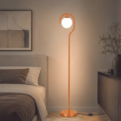 Productafbeelding van Opviq, hoogwaardige staande lamp, metalen behuizing, diameter 15 cm, hoogte 160 cm, bruin-oranje