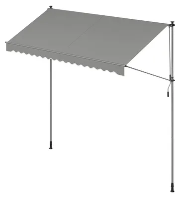 Obrázok produktu pre Markíza Klemm s ručnou kľukou – výsuvná – hliník – 350 x 120 cm – sivá