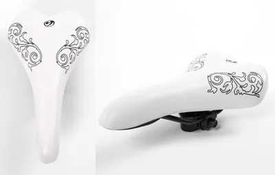 Produktbild von MTB Fahrrad Sattel Trekking mit Kloben Saddle white weiss mit Ranken