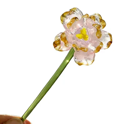 Produktbild von Mini-Glasblumenfigur, handgefertigt, transparenter Blumenstrauß aus Kunstkristall, Sammlerstück, mundgeblasen, Tischdekoration für Muttertag, Geburtstag, Valentinstag |