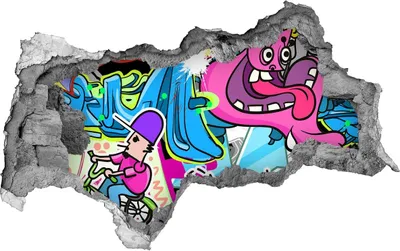 Produktbild von Selbstklebender Loch-3D-Aufkleber 95x73 cm Graffiti
