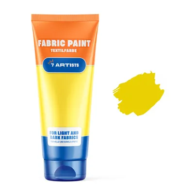 Produktbild von 7 Artists Stoffmalfarben Stofffarben Textilfarbe Hellgelb Acrylfarbe Waschfest Auf Wasserbasis | Flasche 60 ml | Textilfarbe Waschmaschinenfest Nach Fixierung | Hochdeckend Für Dunkle Stoffe – Deckweiß