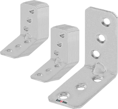 Obrázek produktu pro KOTARBAU® Sada 25 rohových konektorů 50 x 50 x 25 x 2 mm s katalyzátorem Ocelová konstrukce Montážní otvory Nábytkové konektory Pozinkované Stabilní dřevěné konektory Katalyzátor
