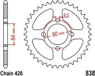 Immagine prodotto di Pignone 45 Z passo 428 per YAMAHA RS 125 75-84 Pignone posteriore