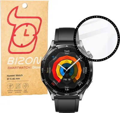 Produktbild von Szkło hybrydowe Bizon Glass Watch Edge Hybrid dla Huawei Watch GT 5 46 mm, czarne