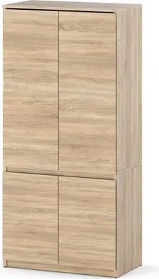 Zdjęcie produktu dla Szafa Drewniana Garderoba Z Półkami Drążkiem 80Cm Nowoczesna Dąb Sonoma