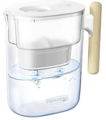 Produktbild von Waterdrop Chubby 3.5L Wasserfilter-Kanne mit 1×90 Tage Filterkartusche, Reduziert Kalk, Chlor, Blei, Kupfer im Wasser, NSF e, BPA-frei, Transparent (Ersatzfilter: WD-PF-01A Plus)