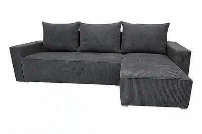 Image de Canapé d'angle POTATO en L avec fonction couchage, velours côtelé graphite Zoom 22