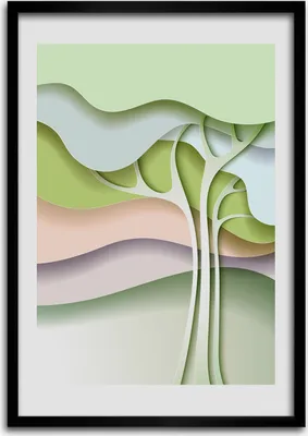 Produktbild von Bild - Bilderrahmen - 50 cm x 70 cm - MDF - Rahmen - Wandkunst Abstrakter Baum