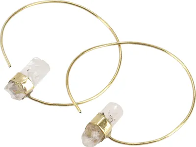 Produktbild von Tribalohrringe aus Messing, Boho Creolen, Ethnoohrringe mit Bergkristall, Goaschmuck - Gold, Gold-Farben, Ohrringe + Ohrstecker Modeschmuck