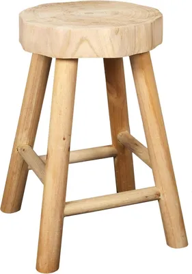 A wooden stool on a white background.