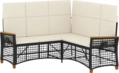 Zdjęcie produktu dla vidaXL Zestaw leżaków ogrodowych czarno-kremowy 164 x 164 x 112 cm