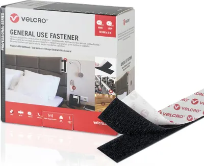 Immagine prodotto di VELCRO® Fissaggio per uso generale 25 m di nastro a gancio 25 m di nastro ad anello, gancio e anello 50 mm nero