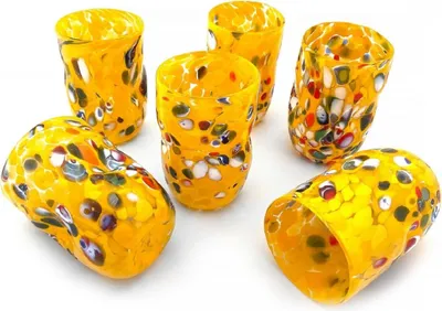 Produktbild von Casa Padrino Luxus Murano Kristallglas Wasserglas 6er Set Gelb Ø 8 x H. 12 cm -  Italy