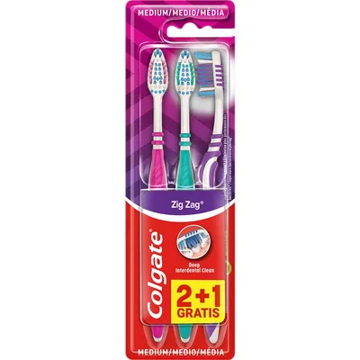 Image de Colgate Zig Zag Brosse à dents moyenne - Pack de 3