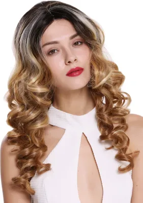 Produktbild von WIG ME UP Perücke Lace-Front Mittelscheitel Locken Schwarz Blond Gesträhnt DW-2152-LF-SOH627613
